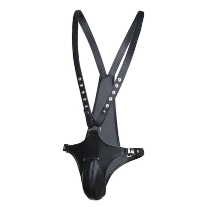 Erotic Underwear Thong PU Leather Male Chastity Panties Cock Penis Sleeve Ring Harness Straps BDSM Restraint  Belt for Men