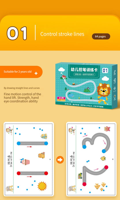 Magical Tracing Workbook Set Reusable Magic Practice Copybook for Kids with Drawing Pens and Eraser Learning Books Writing