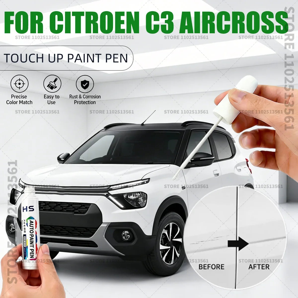 Touch Up Paint Pen Quick Repair Car Scratch Chip Paint Brush Cosmo blue black Montana green Ploar white For Citroen C3 Aircross