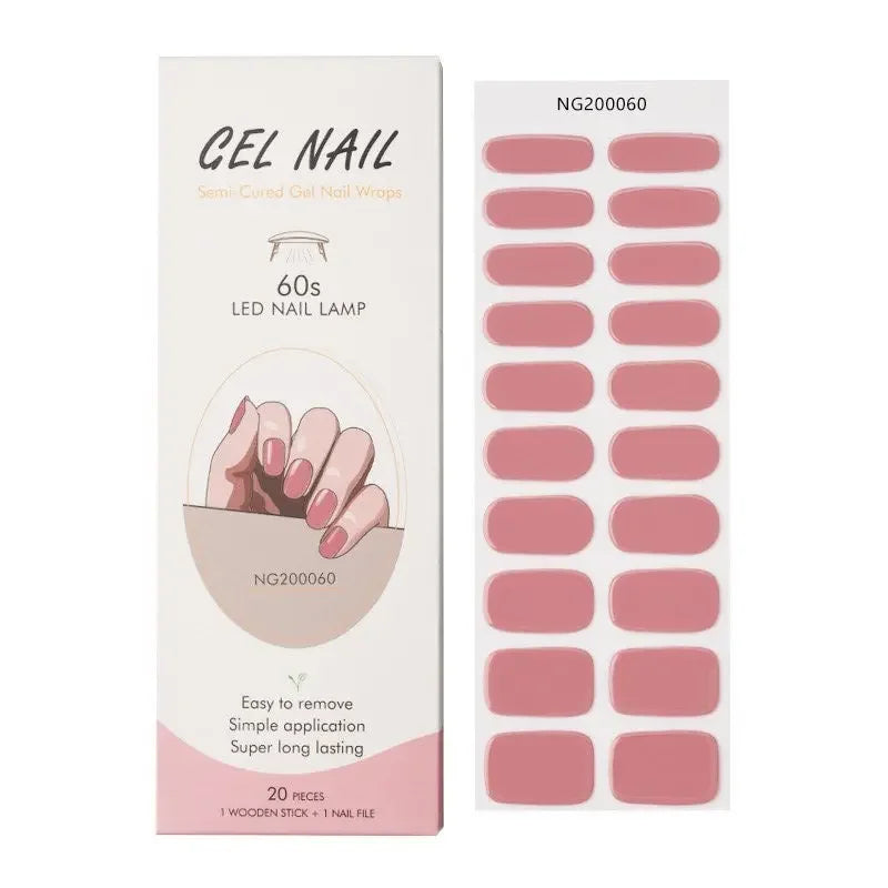 16/18/20Tips Semi-Cured Gel Nail Strips Adhesive Full Cover Stickers for Nails UV Lamp Need Press On Nails Fashion Manicure