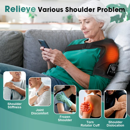 Electric Shoulder Massager Heating Pad Vibration Massage Support Belt Shoulder Thermal  Brace