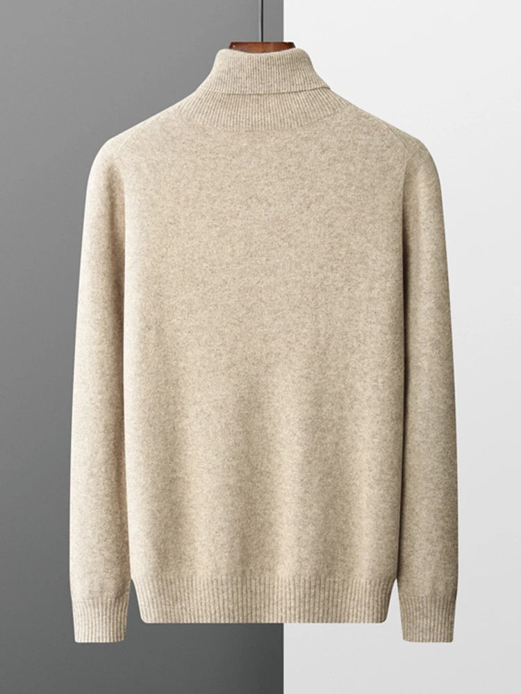 Men's Turtleneck 100% Cashmere Sweater Autumn Winter Basic Long Sleeve Pullover Cashmere Knitwear Soft Warm Comfy Clothing