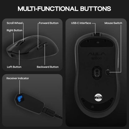 AULA SC800 Gaming Mouse USB-C Wired/2.4G 37g Lightweight 8K Paw3395 Sensor Customized Mice PC E-Sports Gamer Accessories Gifts
