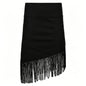 European American Low Rise Elegant One Piece Tassel Skirt Knitted Irregular Strap Wrapped Mid Length Skirt