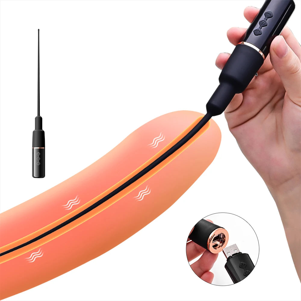 10 Frequency Urethral Vibrator Catheter Penis Plug Sex Toy for Men Vibrating Urethral Plug Penis Insertion Urethra Sound Dilator