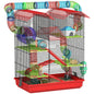 Pawut Cage for Hamster Mouse small animal rodent with Tunnel feeder wheel toy 47x30x59 cm red