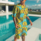 Cute duck 3D printed T-shirt shorts set for men's casual fashion loose short sleeved T-shirt pants set for men's lightweight and