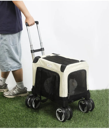 FurStarLarge Pet Rolling Carrier With Wheels Multi-Cat Travel Trolley Bag Spacious Dog Carrier Backpack Portable Car Seat Pet St