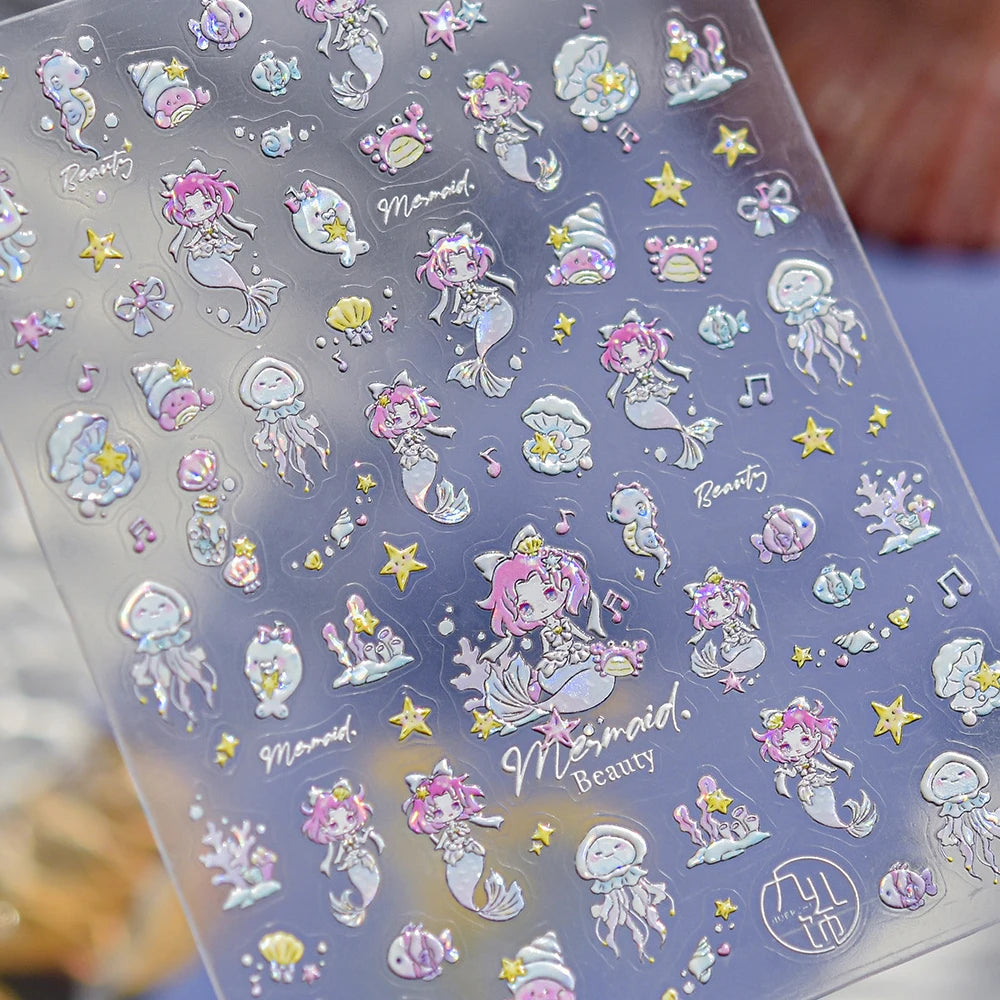 Ocean Shell Starfish Shell Conch Whale Dolphin Seahorse Coconut Tree Water Bubbles Self Adhesive Nail Art Sticker Manicure Decal