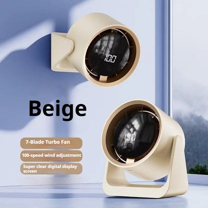 Desktop Fan 180degree Rotation Low-noise Silent Fan LED Display Large-capacity Home Mini Desktop Wall-mounted Fan 1800mAh