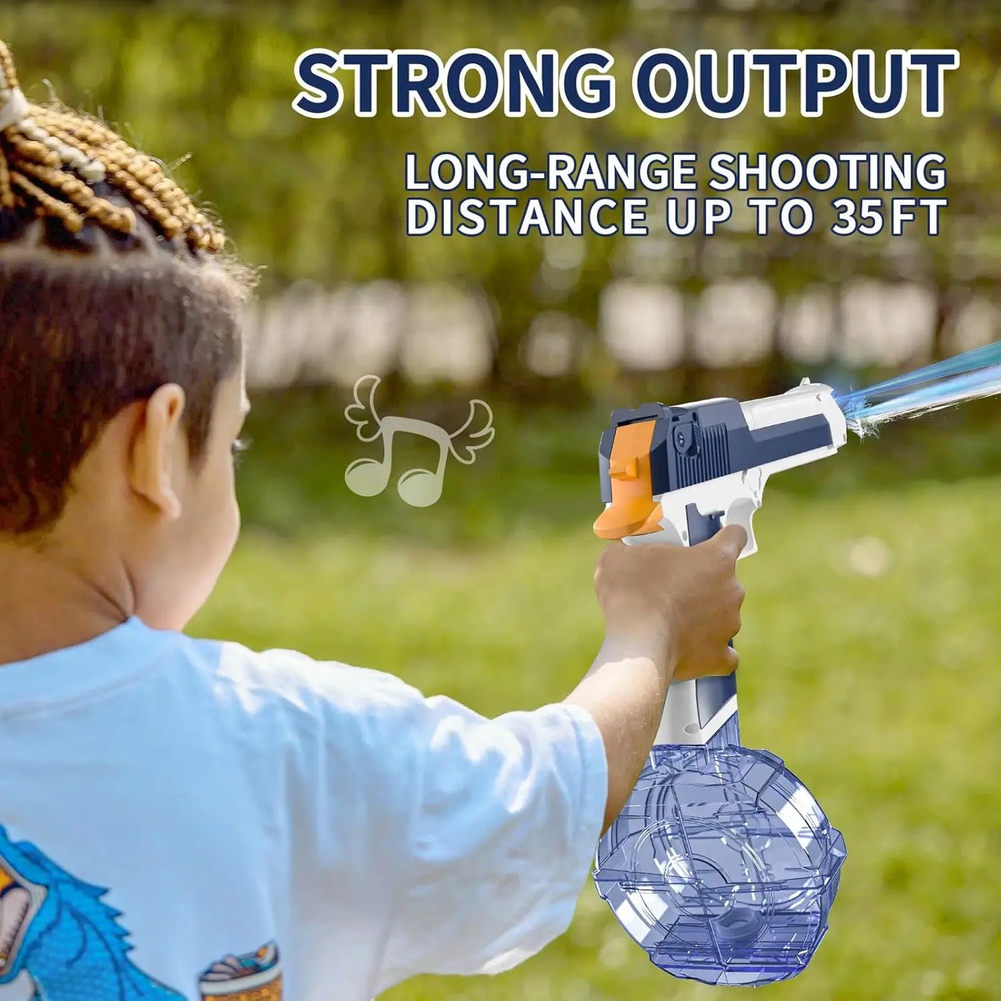 Electric Water Gun with Long Range, Squirt Blaster Automatic Toy with Light Effects and Rechargeable Battery, Summer Outdoor Toy for Pool, Beach & Backyard