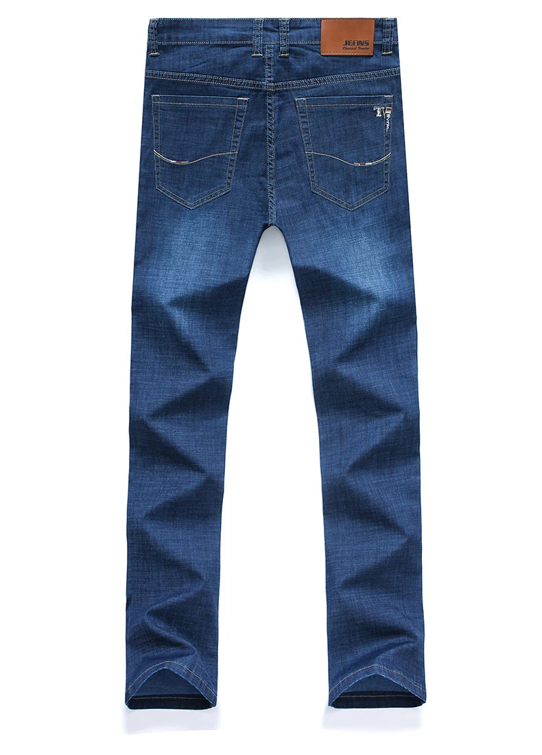 Plus Size 28-42 Men's Jeans Spring Summer Thin Business Classic Stretch Straight Denim Pants Male Brand Casual Loose Trousers