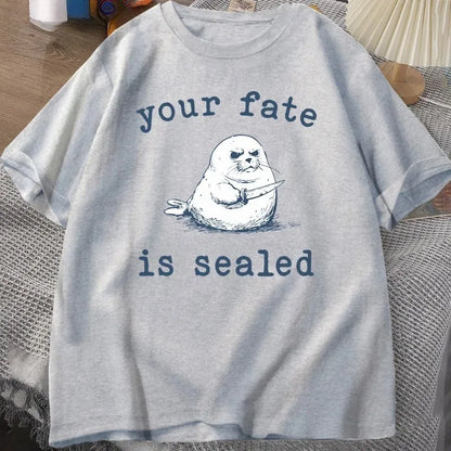 Your Fate Is Sealed T-Shirt Women Harajuku Funny Tshirt Animal Retro Y2k Fashion Top Short Sleeve Letter Print T Shirt Tops