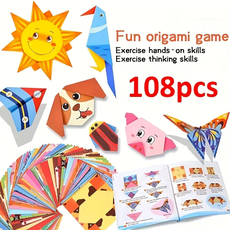 Creative Origami Set, Including 54 Double-Sided Origami Sheets and Instruction Booklet, Suitable for DIY Art and Craft Projects