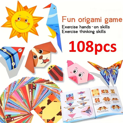 Creative Origami Set, Including 54 Double-Sided Origami Sheets and Instruction Booklet, Suitable for DIY Art and Craft Projects