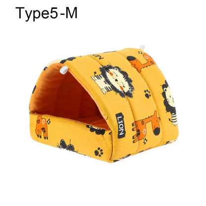 Soft Rabbit Colorful Squirrel Mini Cage Winter Hamster House Guinea Pig Nest Small Animal Sleeping Bed Warm Mat