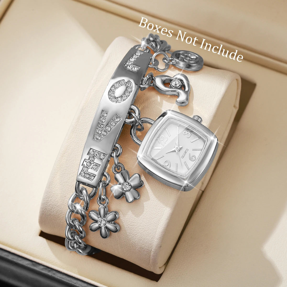 1/2PCS Women Fashion Luxury Bracelet Strap Quartz Wristwatches Set Ladies Square Arabic Numeral Dial Watch（Without Box）