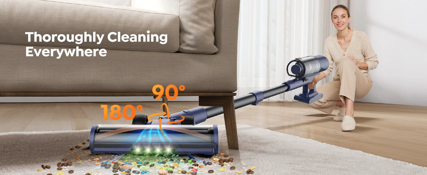Laresar V11 650W 75000PA Ultra-Strong Cordless Vacuum Cleaner,90 Min Long Runtime,Removable Battery & Smart Display Vacuum