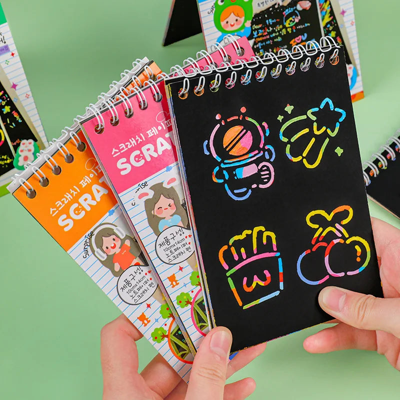 Magic Scratch Art Notebook for Kids DIY Rainbow Drawing Pad Book No-Mess Art Classroom Craft Activity Birthday Favor Gift Set
