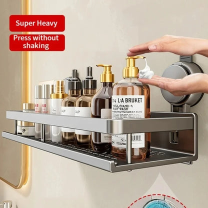 No Drill Suction Cup Suction Bathroom Rack Bathroom Shelf Toilet Space Aluminum Hanging Rack Bathroom Organizer Hang On The Wall
