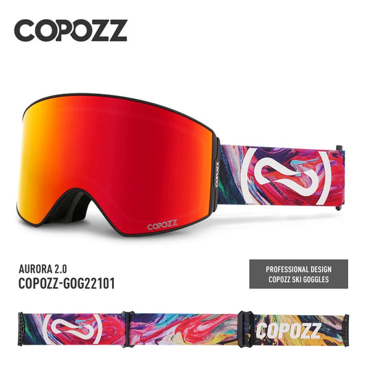 COPOZZ Magnetic Ski Goggles UV400 Protection Anti-Fog Ski Glasses Men Women Quick-Change Lens Snowboard Goggles with Two Options