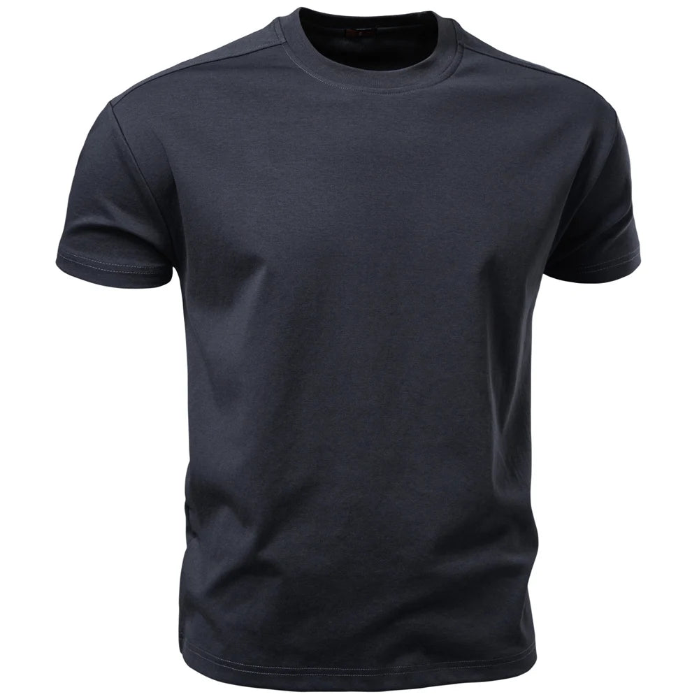 AIOPESON Men's Cotton O-Neck T-Shirt Soft Touch Comfortable Solid Color 8 Options Breathable Lightweight Casual Daily Tee