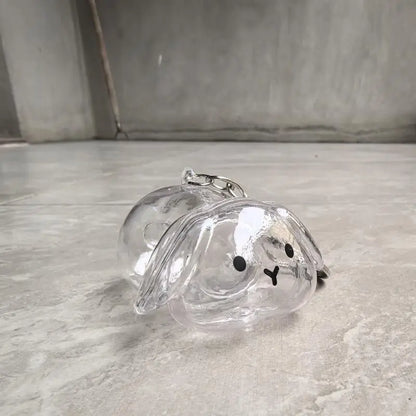 **Cartoon Pet Hair Memorial Transparent Storage Box Keyring Cute Animal Rabbit Fur Organizer Keychain Bag Pendant Pet Souvenirs