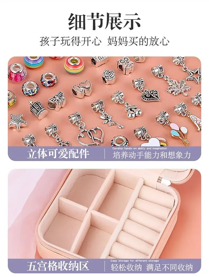 Diy Jewelry Making Kit Toys DIY Beaded Bracelet Set with Storage Box for Girls Gift Acrylic European Large Hole Beads Handmade