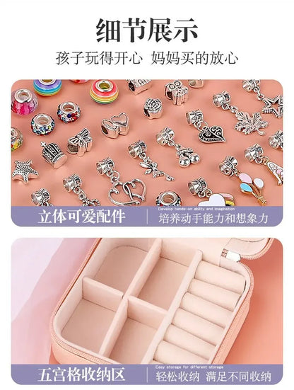Diy Jewelry Making Kit Toys DIY Beaded Bracelet Set with Storage Box for Girls Gift Acrylic European Large Hole Beads Handmade