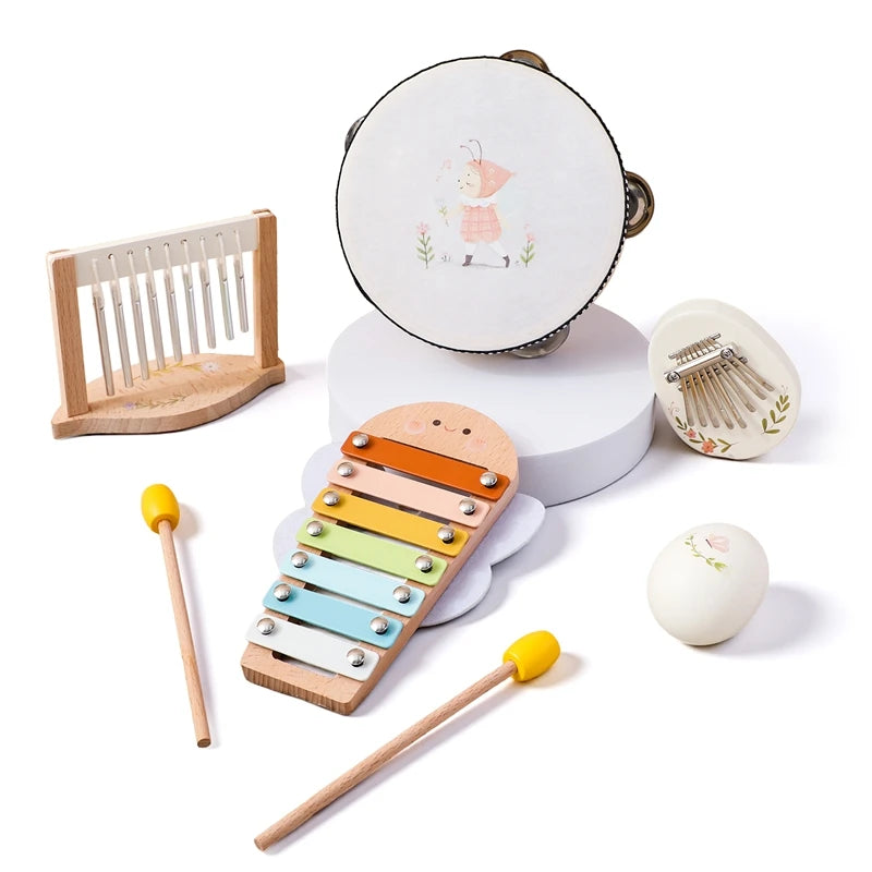 Montessori Music Instruments Baby 0 12 Months Toys Drum Xylophone Kids Early Educational Wooden Instruments Baby Toys Musical