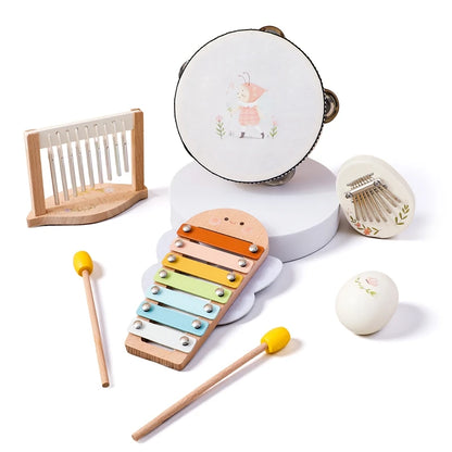 Montessori Music Instruments Baby 0 12 Months Toys Drum Xylophone Kids Early Educational Wooden Instruments Baby Toys Musical