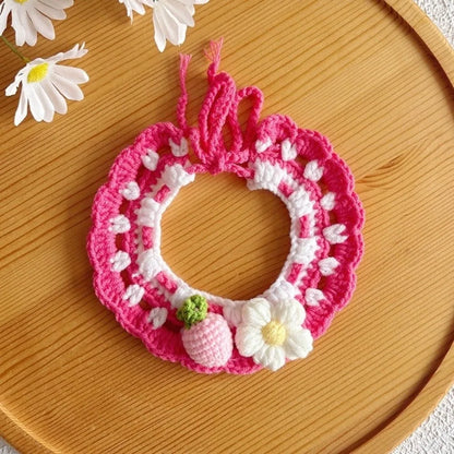 Stylish Adjustable Flower Pet Scarf Bib Sweet Decorative Knitted Cat Scarf Cozy Handmade Cat Woven Bib Spring Collection