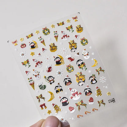 Luxury 5D Floral Nail Art Stickers Gold Silver Chinese Style Metal Frame Shiny Crystal Rhinestone Self Adhesive Manicure Decal