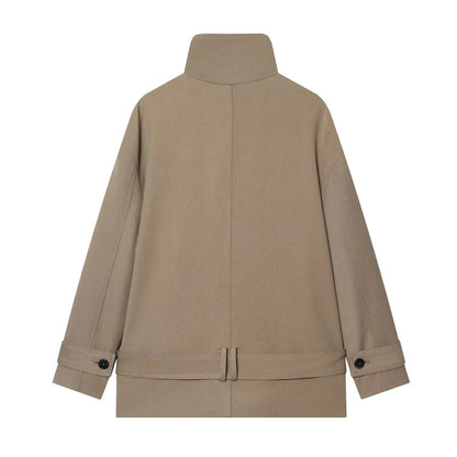 KONDALA High Street Casual Chic Women Jacket Double Breasted Stand Collar Pockets Sashes Jacket New Fashion 2026 Spring Jacket