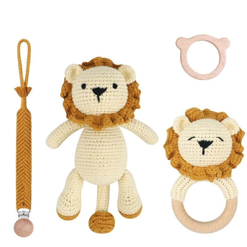 Baby Pacifier Clip Crochet Koalas Handbell Rattle Doll Teether Pacifier Chain Clips Set Dummy Chain Cartoon Teething Toy