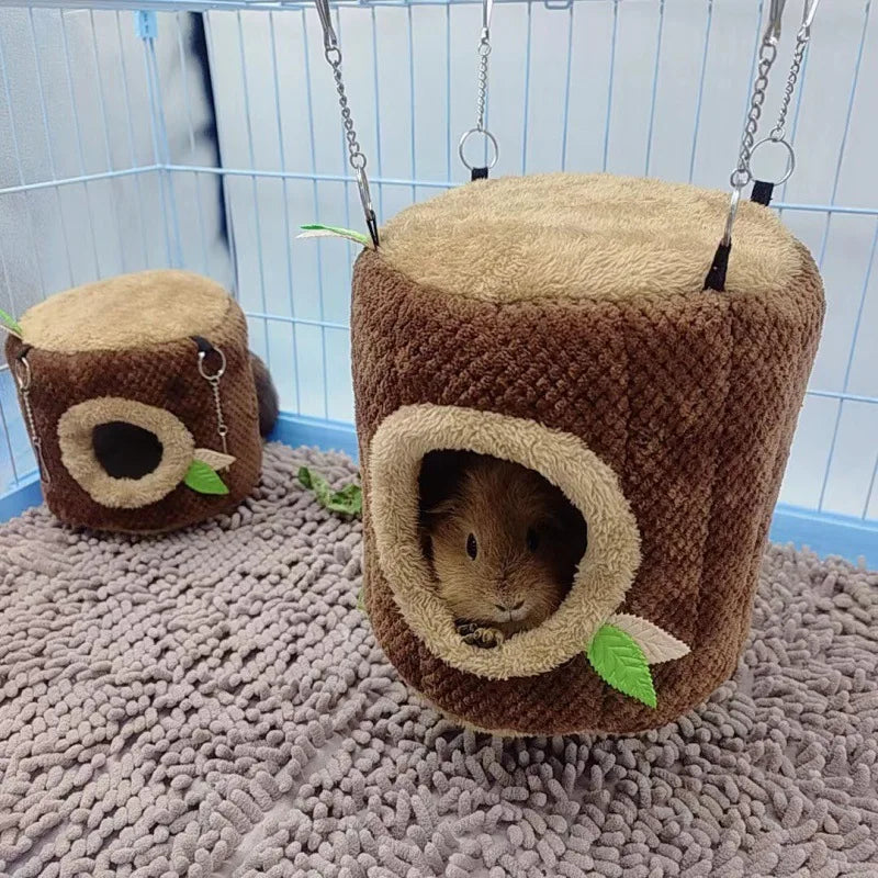 Small Animals Pet House Hamster Tree Stump Shape Hammock Supplies Rodent Hammock Hamster Bed Rats Accessories XCW06