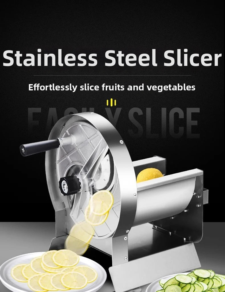 Commercial Stainless Steel Lemon Slicer Hand-Cranked Potato & Vegetable Cutter for Fruits, Lotus Root Multi-Function Kitchen Sl