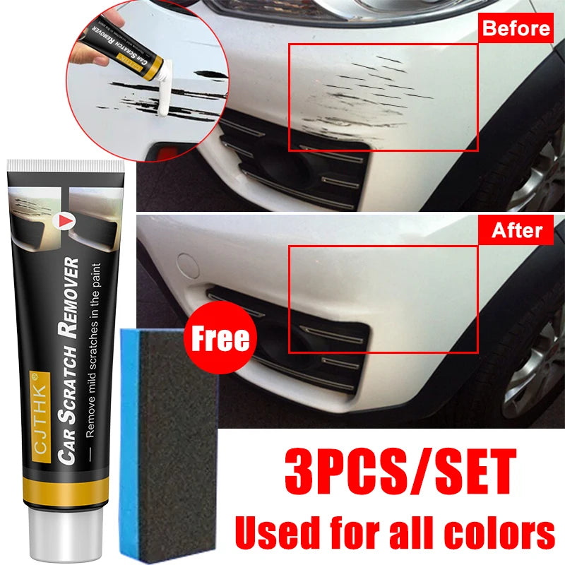Car Scratch Remover Polishing Paste With Sponge Paint Care Restore Damaged Surface Smooth Finish For Auto Gloss