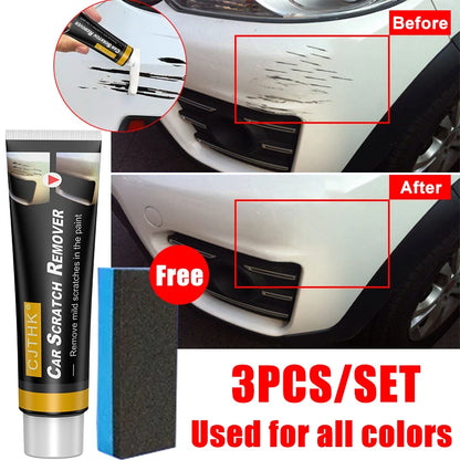 Car Scratch Remover Polishing Paste With Sponge Paint Care Restore Damaged Surface Smooth Finish For Auto Gloss