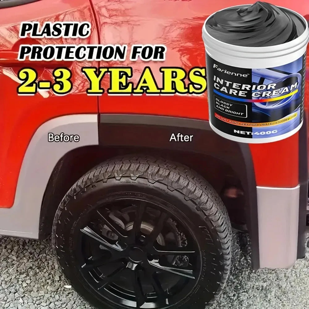 NEW Heavy-Duty Car Plastic Renovator Wax - Fast-Acting Scratch Repair, Restores & Protects Car Bumpers, Interiors, Dashboard, D