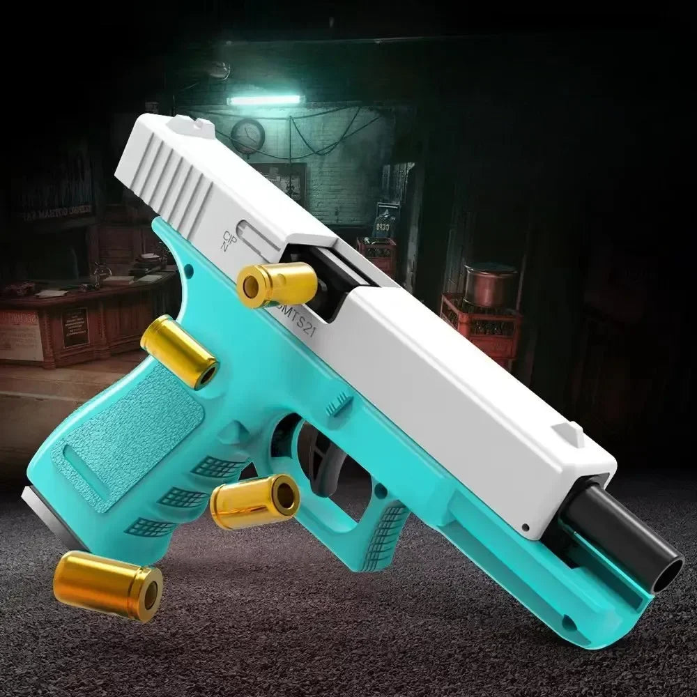 Mechanical G17 Soft Bullet Toy Gun Shell Throwing Continuous Firing Launcher Model Outdoor Sports Shooting Games for Children