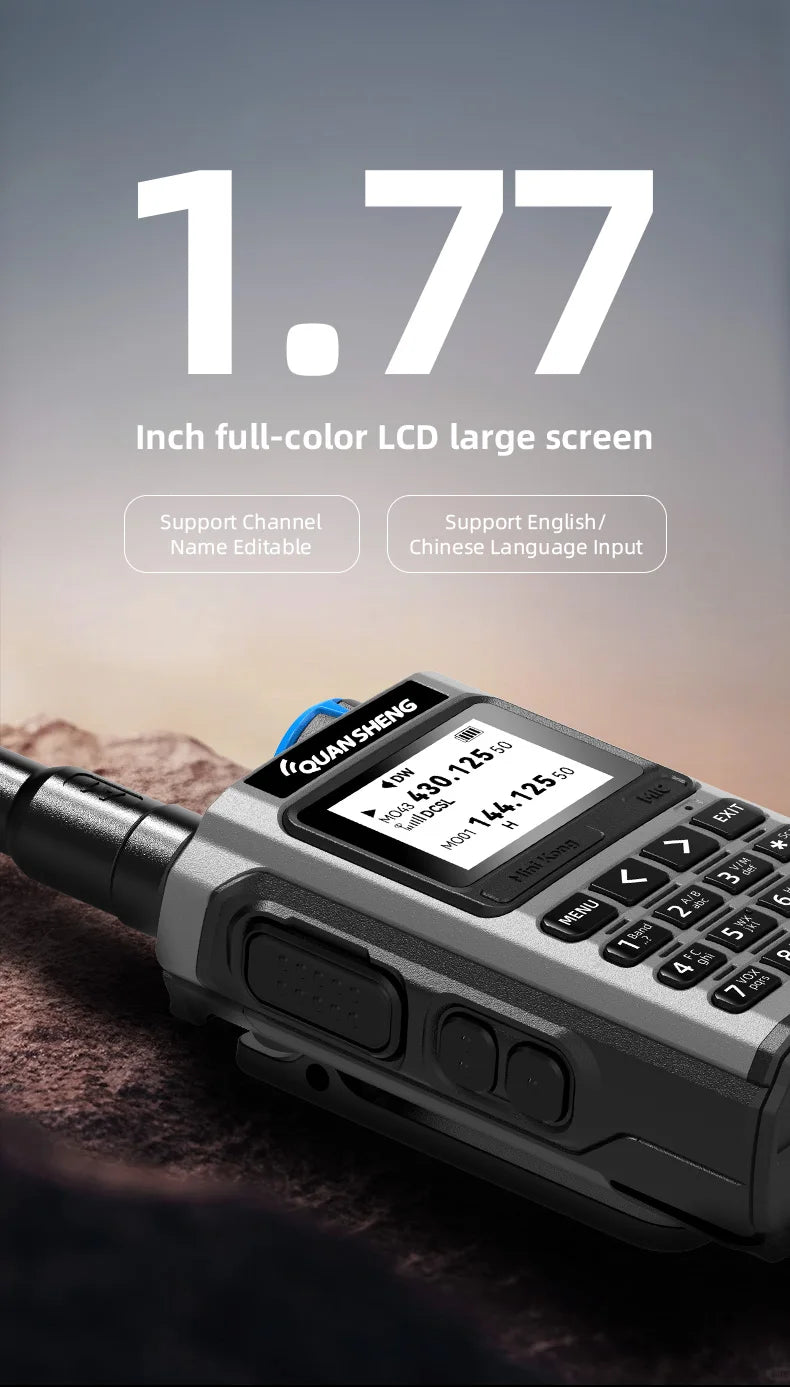 QUANSHENG K1 Air Band Walkie Talkie Wireless Copy Frequency Meter Type-C Charging NOAA Multi-Band Portable Two Way Radio UV