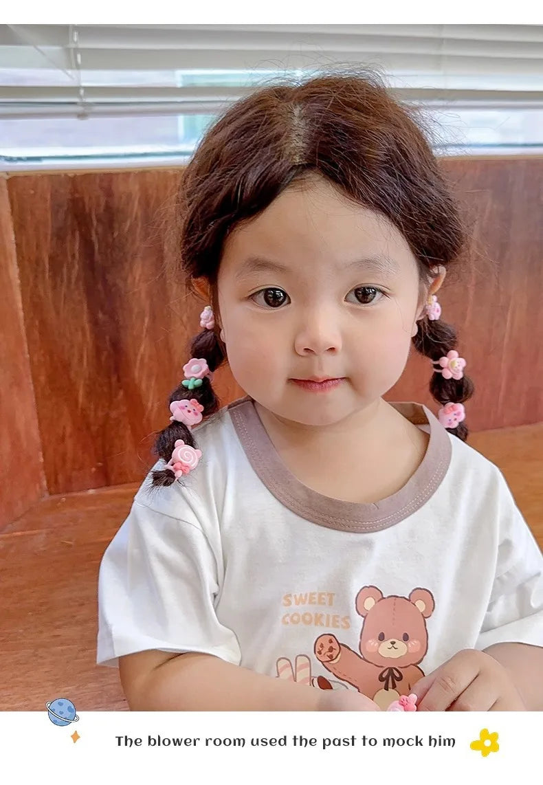 10pc Mini Baby Hair Band Kawaii Cartoon Floral Animal Elastic Hair Rope for Toddler Girl Small Tumb Hair Band Lovely Headwear
