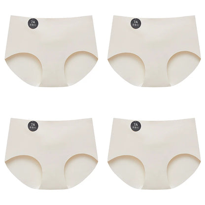 Falllsweet 4Pcs/Set Seamless Silk Briefs For Women Mulberry Silk Panties Comfortable Underpants Soft Lightweight Underwear M-2XL