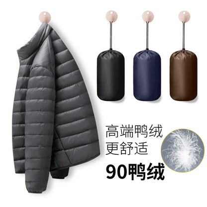 Men's Stand-Collar Hooded Lightweight Down Jacket for Winter - 90% Duck Down, Sporty, Warm & Versatile (Couple Style Available)