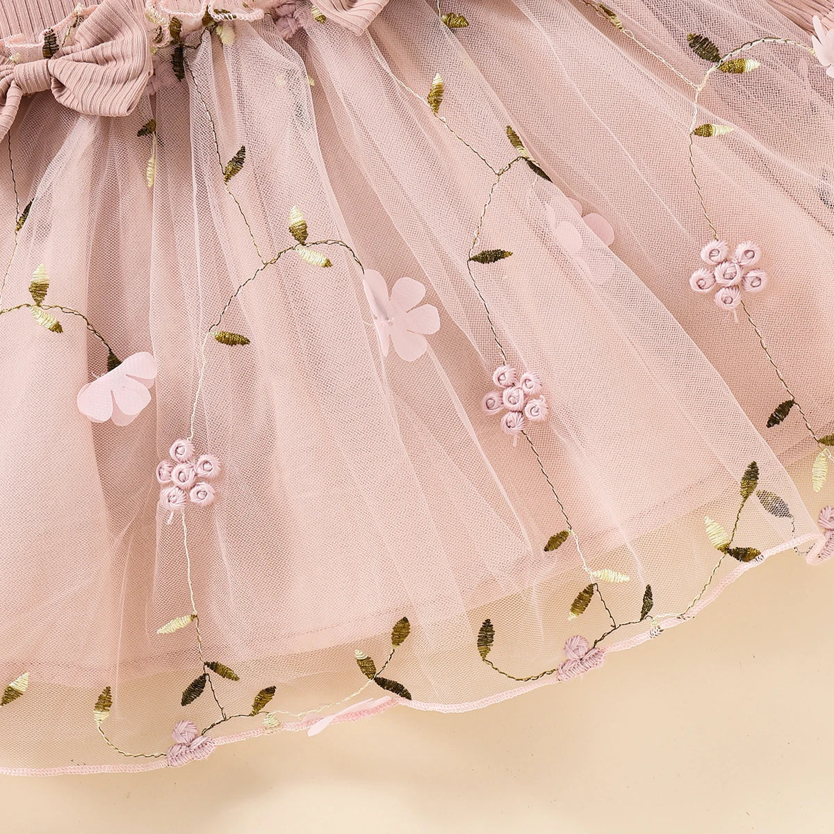Spring Autumn Pink Tulle Dress for Infants Baby Butterfly Knot Embroidered Fairy Princess Skirt New Arrival Baby Girl Dress