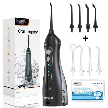 Water Floss Portable Cordless F18 Water Flosser 3 Cleaning Modes Waterproof Rechargeable Water Cleaner 4 Nozzles Clean Gums