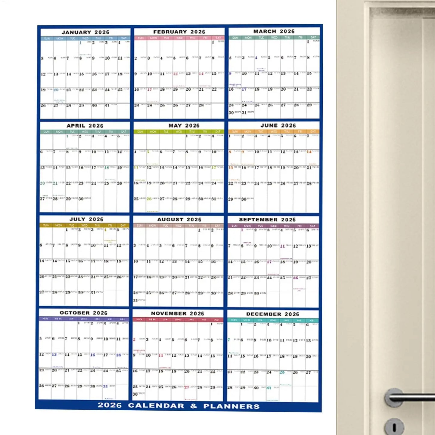 Large Dry Erase Calendar for Wall 2026 Wall Calendar 12 Month  22.83X34.56 Inch Yearly Schedule Organizer for Indoor Home Fridge