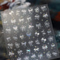 Black White Bow Tie Mini Bowknot Line Rhinestones Gold Silver Laser 5D Self Adhesive Nail Art Decoration Sticker Manicure Decals