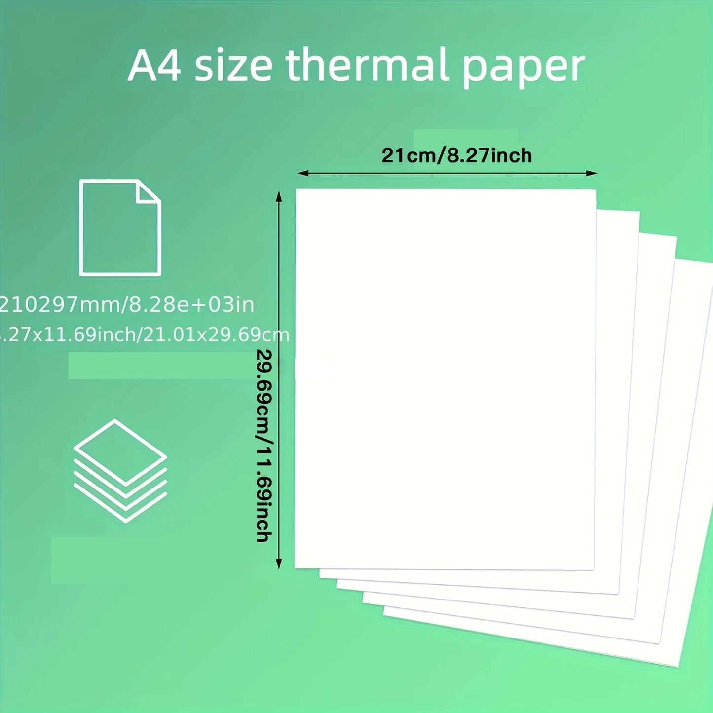 100-200 Sheets A4 Thermal Paper 8.27x11.69" - Portable Thermal Printer Only, No Electronics, Not for Laser/Inkjet